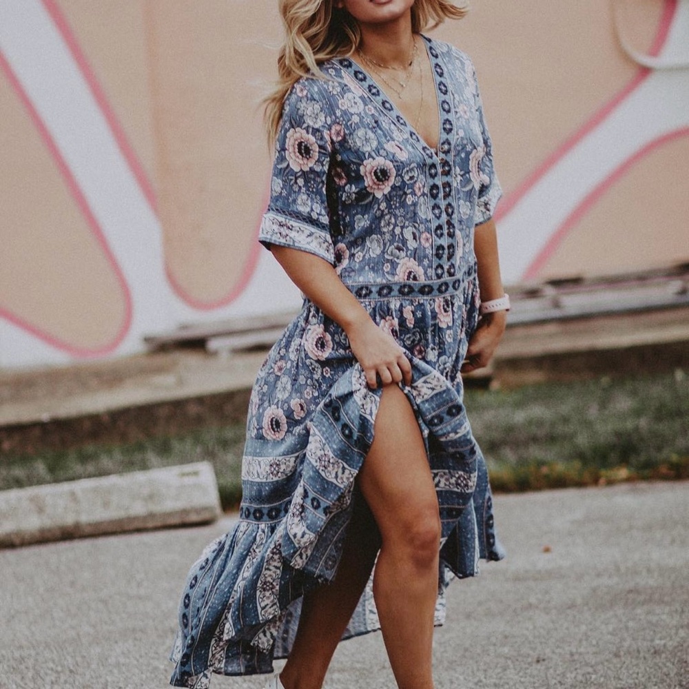 Spell Blue Floral High Low Dress